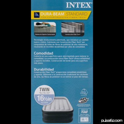 Intex 16.5 DuraBeam Deluxe Pillow Rest Airbed Mattress with Built-In Pump, Multiple Sizes 556340738